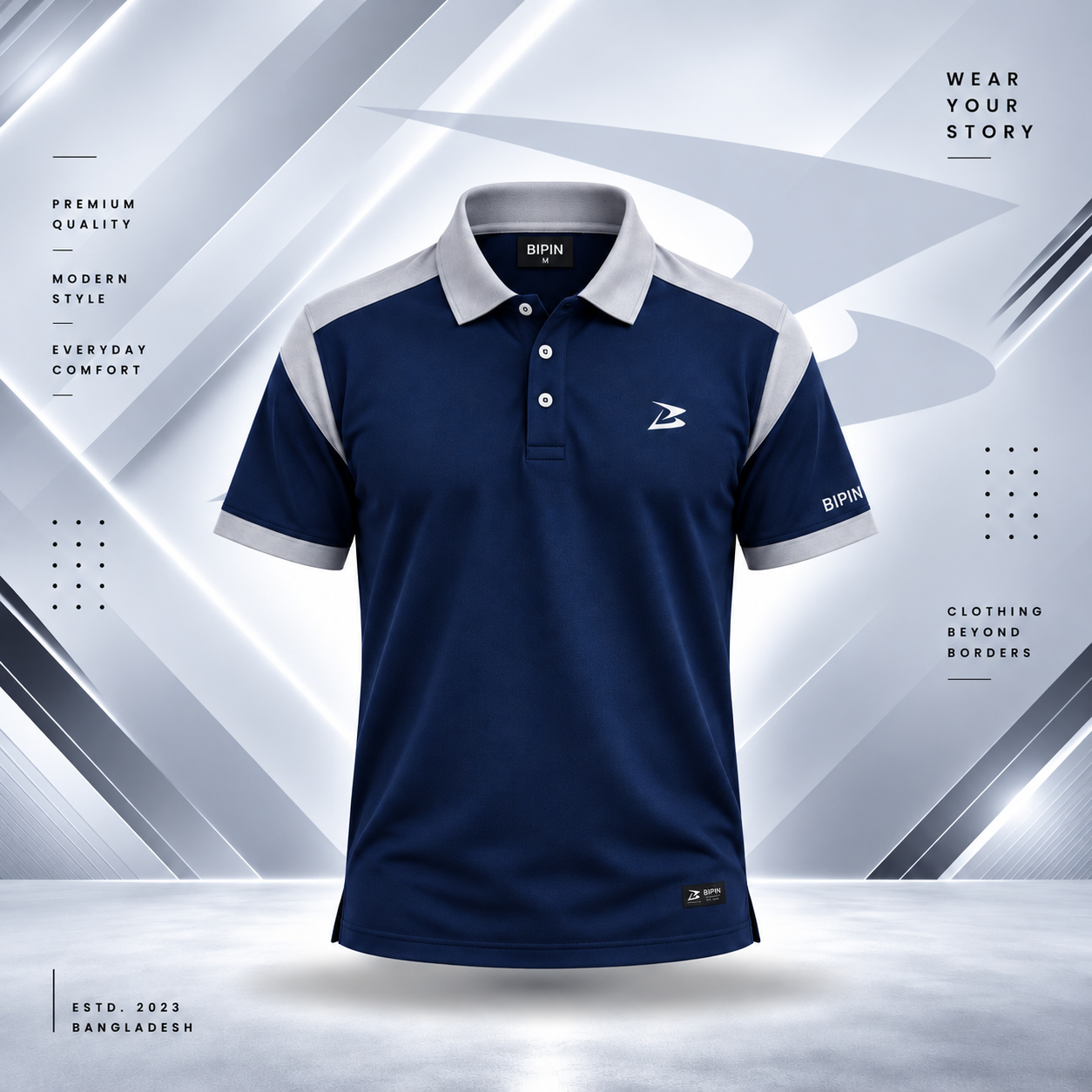 BIPIN Signature Ash, Sky & Navy Polo Shirt Combo — 3 Pieces