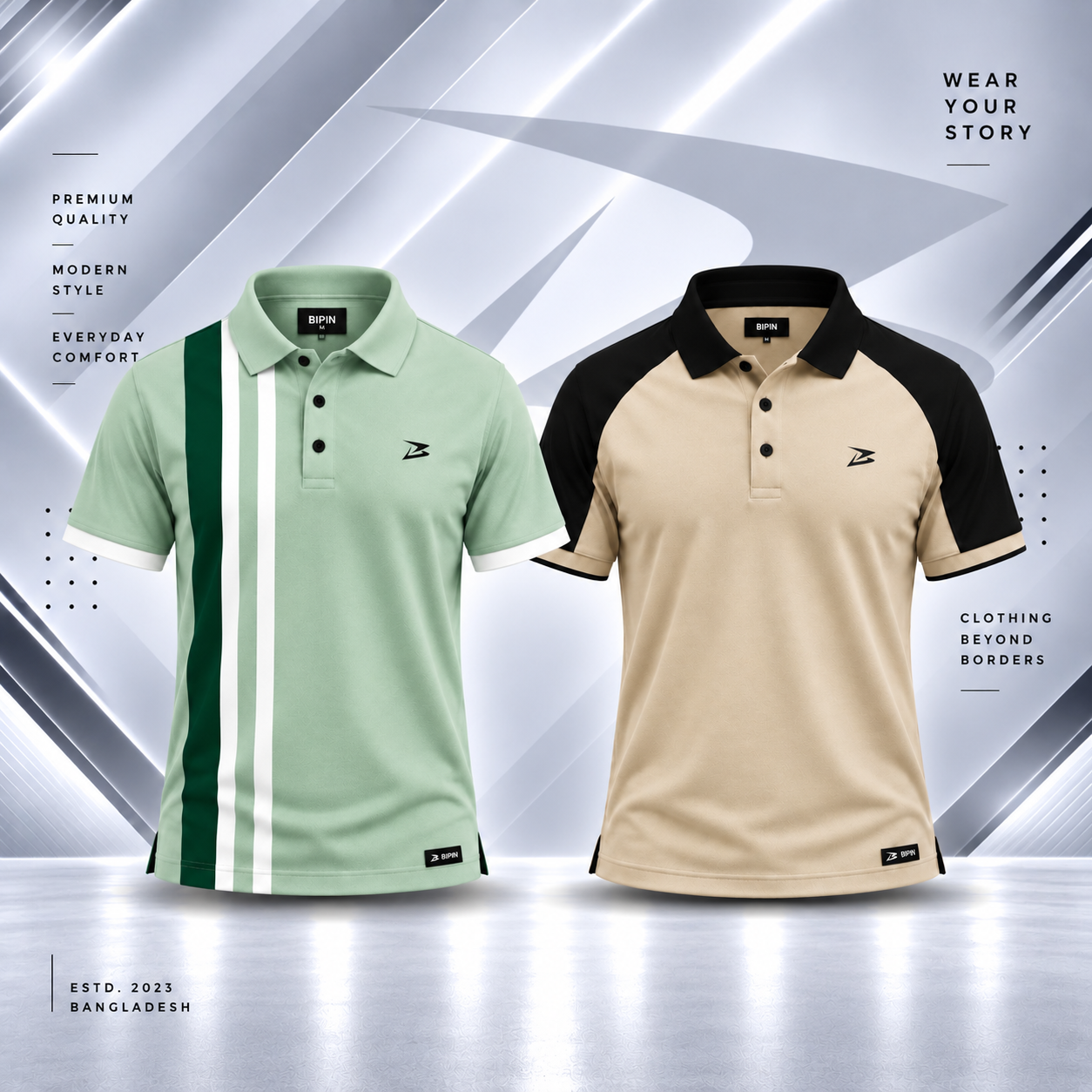 mentgreen and biscuit bipin polo combo